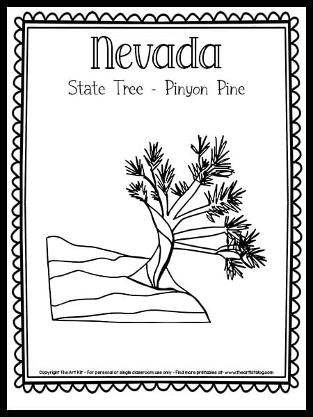 Nevada state tree coloring page pinyon pine free printable â the art kit