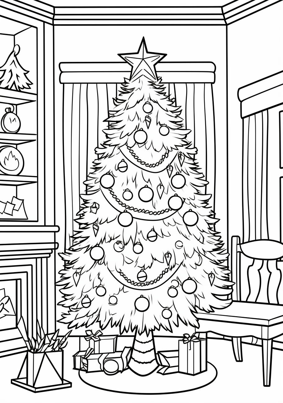 Easy christmas tree coloring sheets