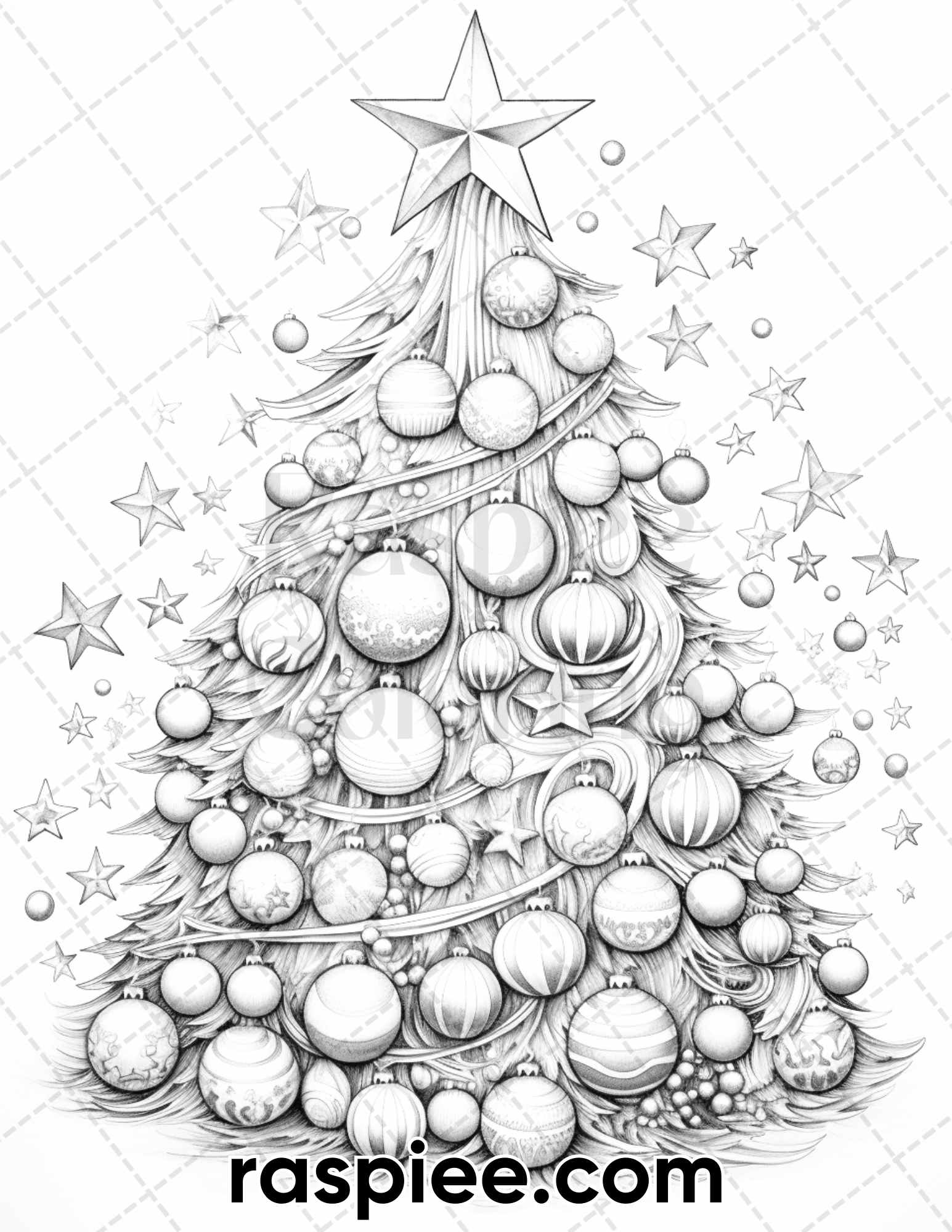 Christmas tree grayscale coloring pages for adults printable pdf i â coloring
