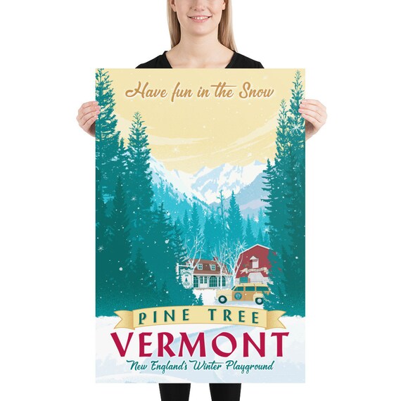 Columbia innat pine tree vermont keepsake wall art inspired by white christmas holiday decor print vintage movie poster perfect gift
