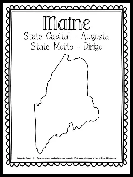 Maine state outline coloring page free printable â the art kit