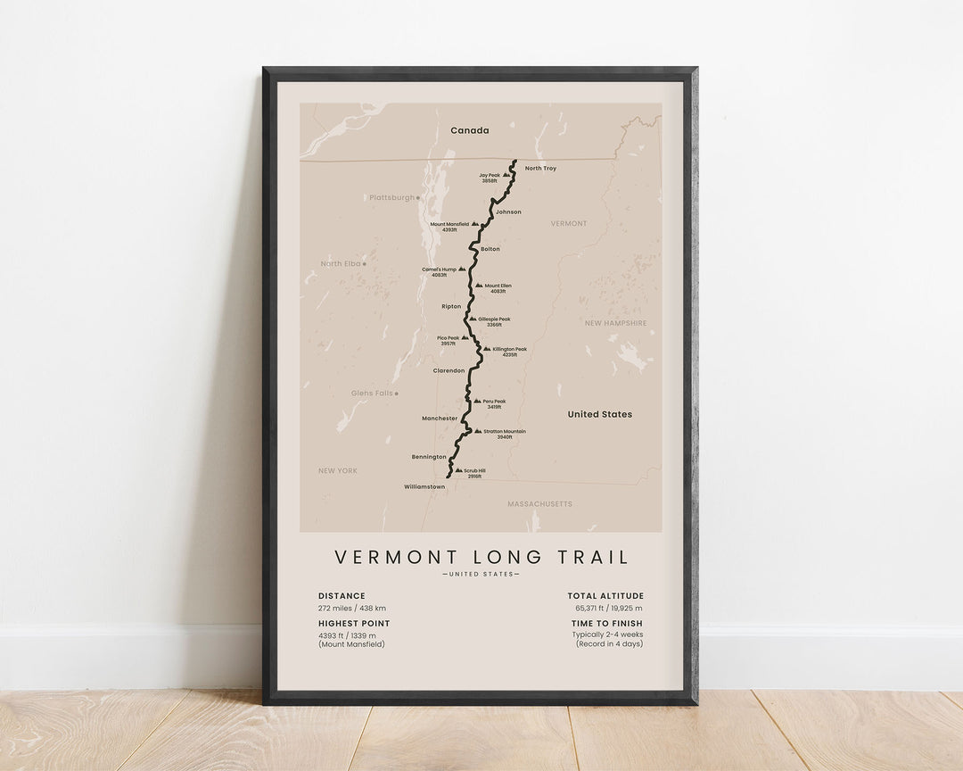 Vermont long trail the long trail map poster