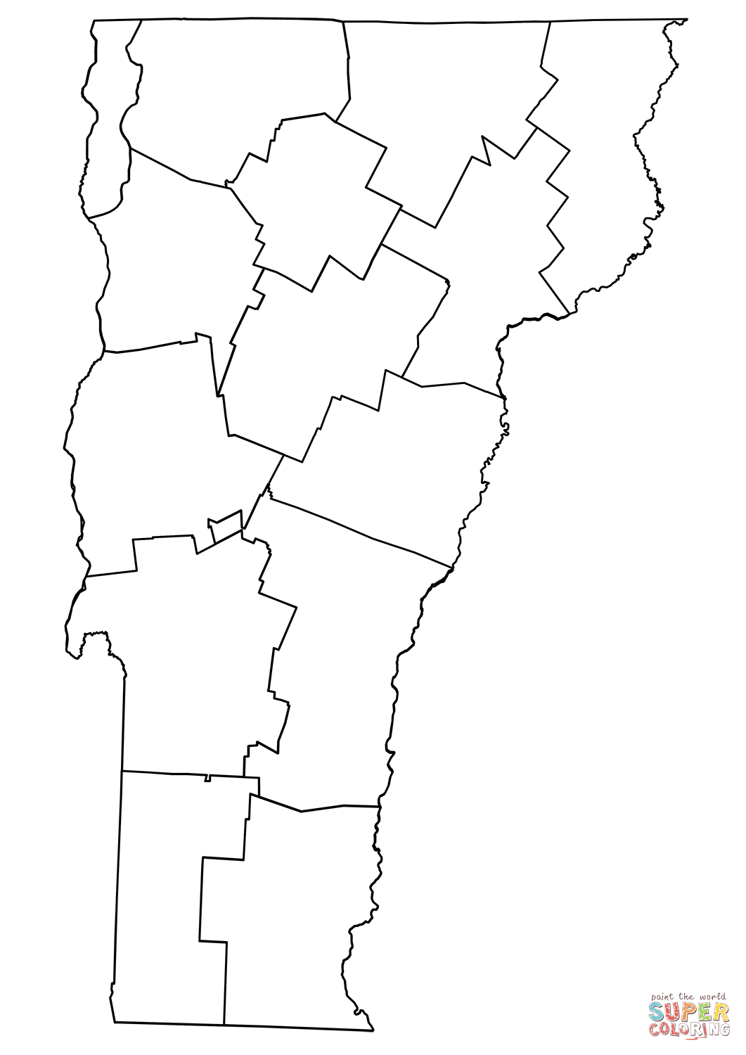 Outline map of vermont counties coloring page free printable coloring pages
