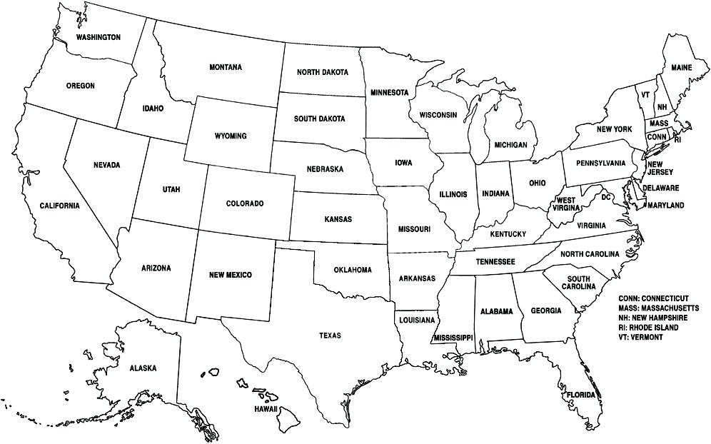 Us map coloring pages