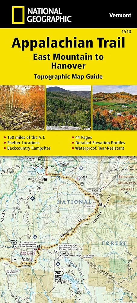 Appalachian trail east mountain to hanover map vermont national geographic topographic map guide national geographic maps books