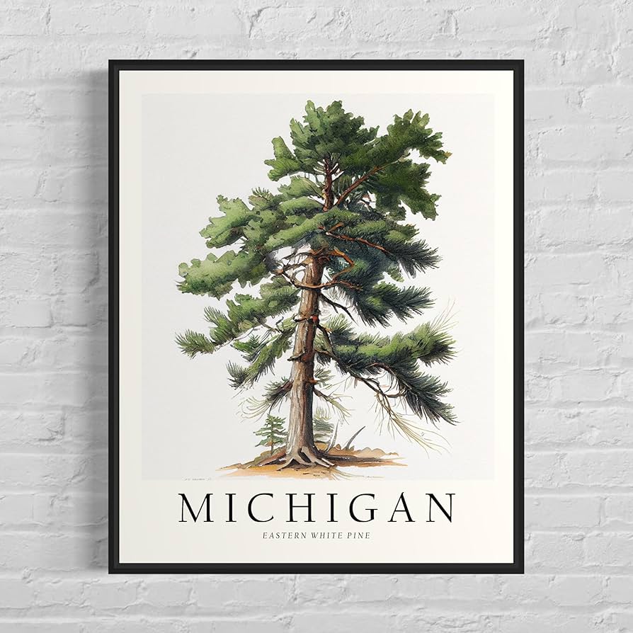 Michigan state tree art print michigan poster wall art decor michigan state map travel poster home office wall decoration bedroom living room artwork michigan tree x inches black frame posters