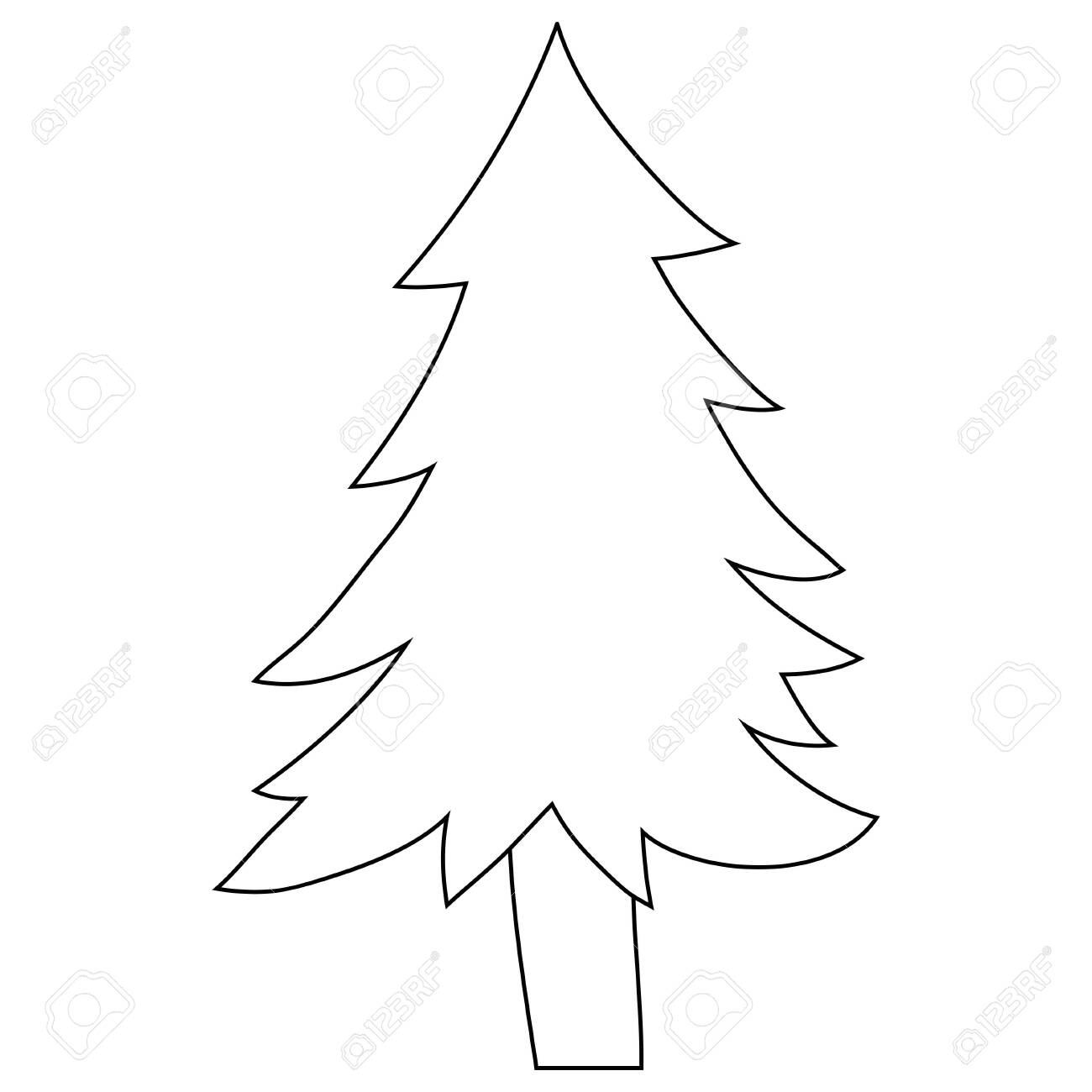 A cute cartoon fir tree image for relaxing activitya coloring bookpage for childrenblack and white image royalty free svg cliparts vectors and stock illustration image