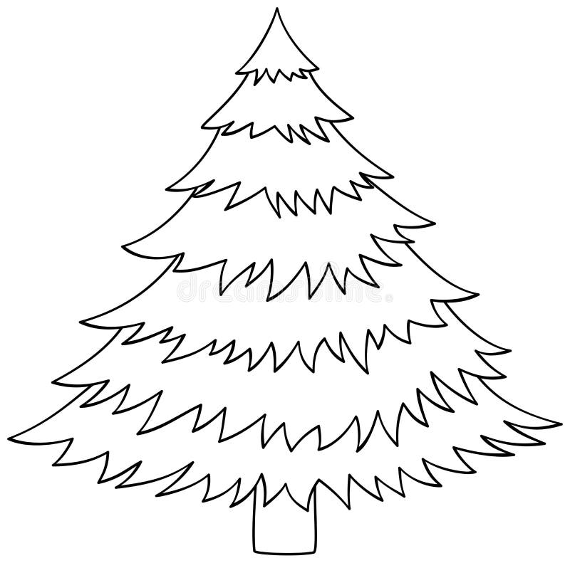 Pine tree vector outline illustration coloring book page stock vector
