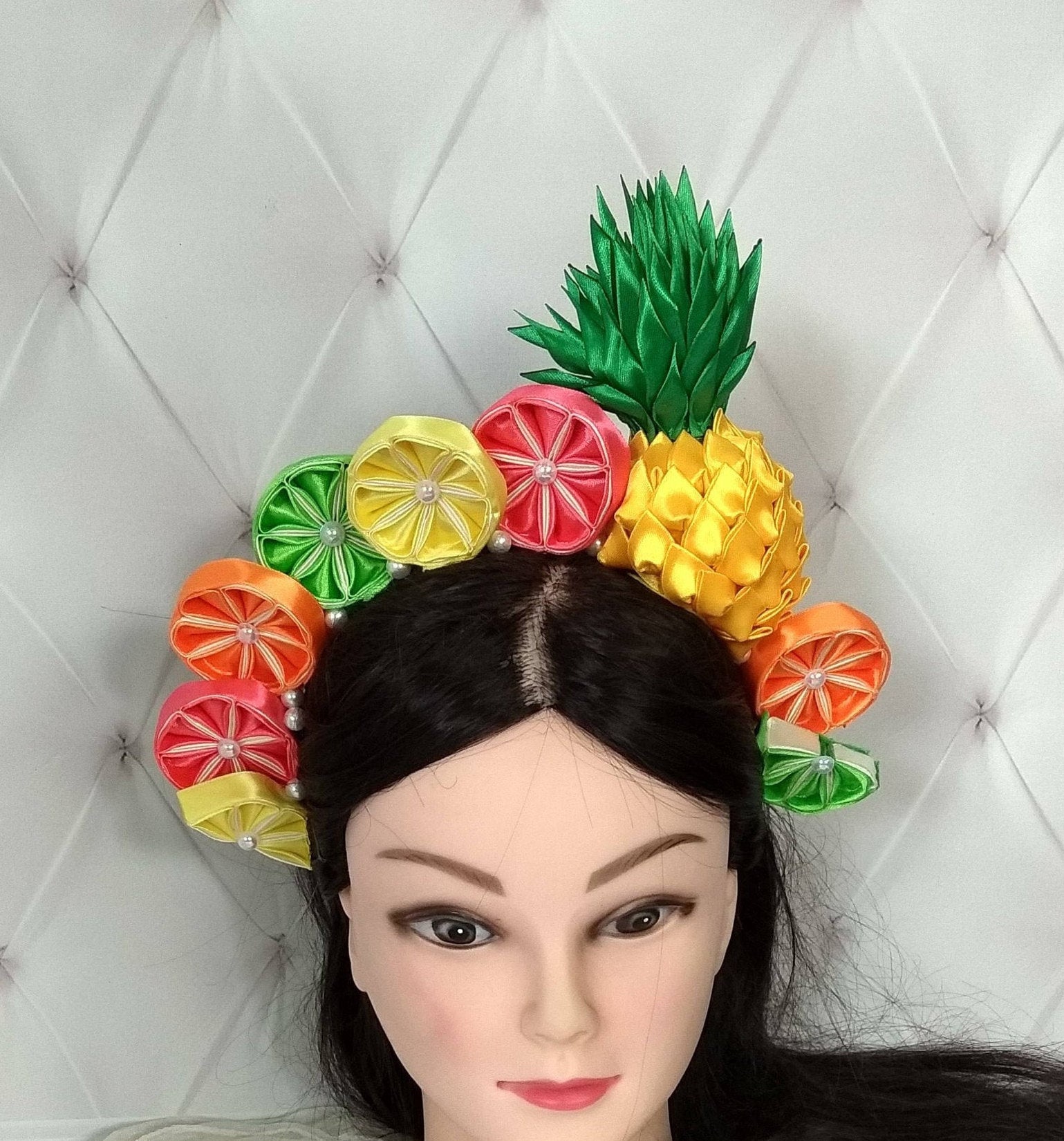 Carmen miranda crown fruit costume headpiece pineapple lime lemon orange headband