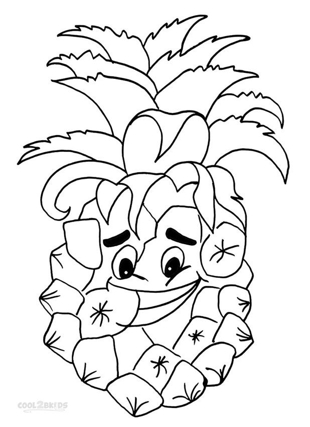 Printable pineapple coloring pages for kids coolbkids coloring pages fruit coloring pages cool coloring pages