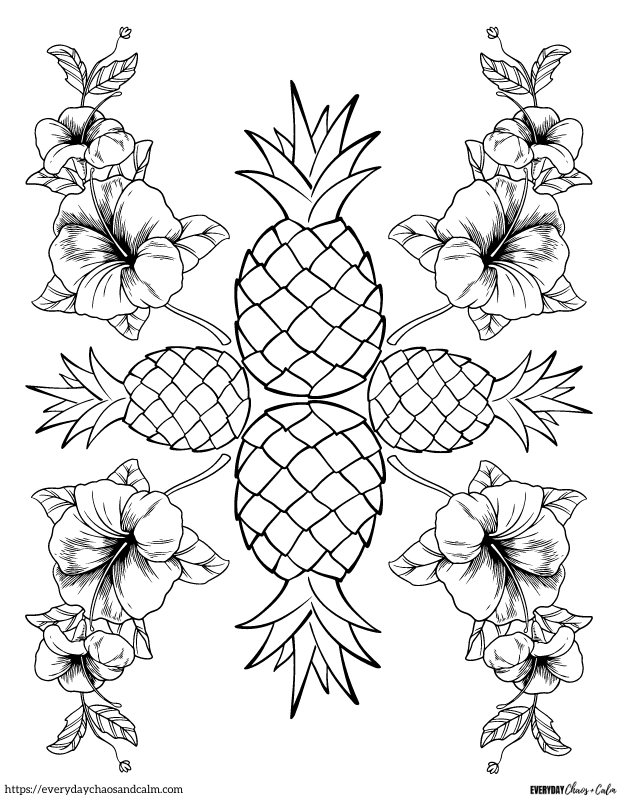 Free printable pineapple coloring pages