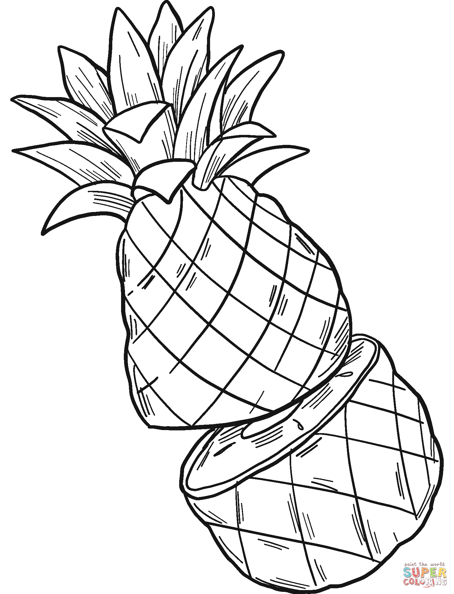 Cut pineapple coloring page free printable coloring pages