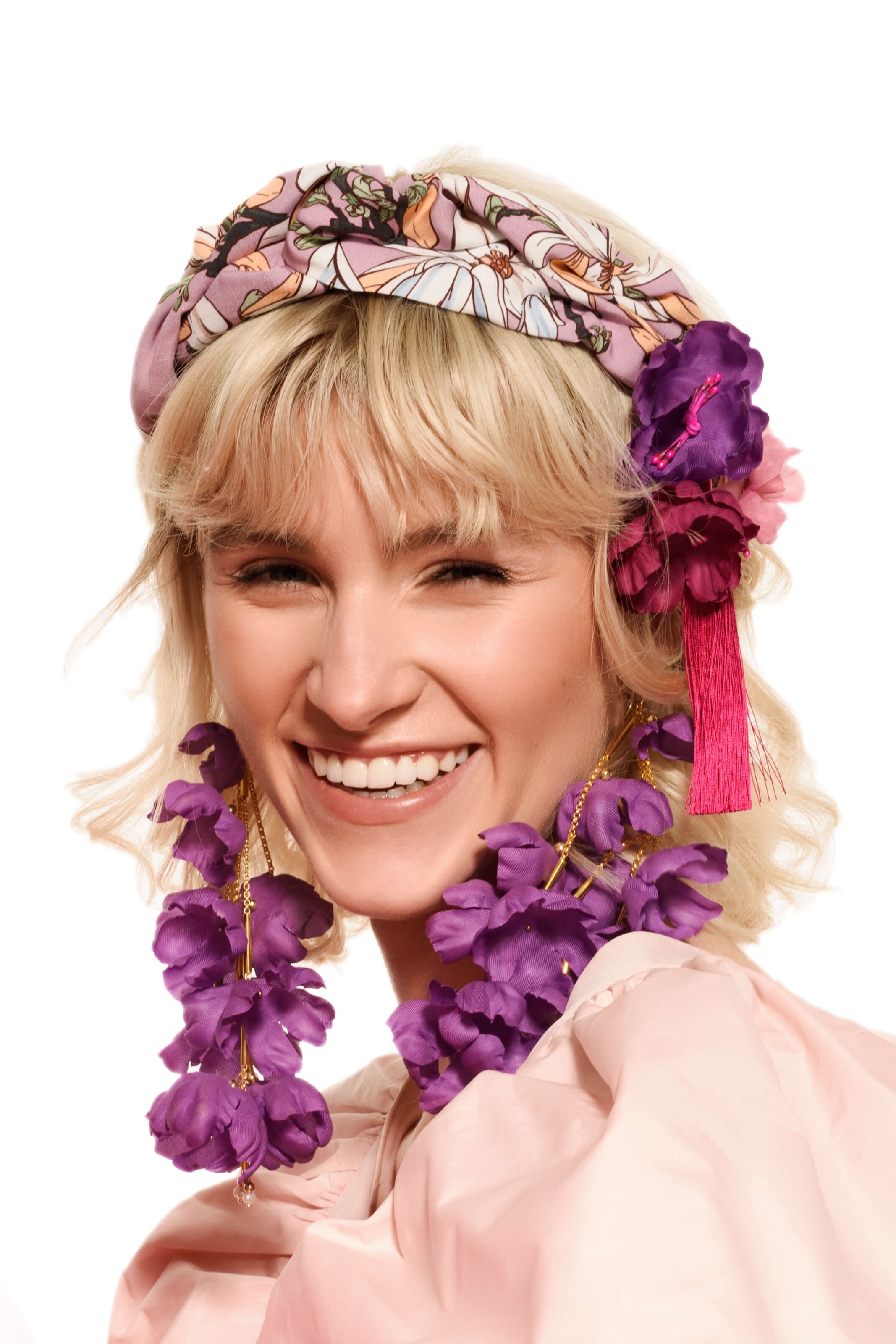Turban headband with flowers