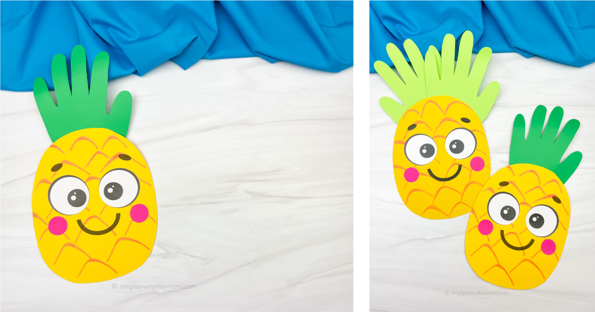 Handprint pineapple craft for kids free template