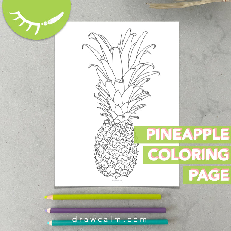 Coloring page of pineapple â draw calm