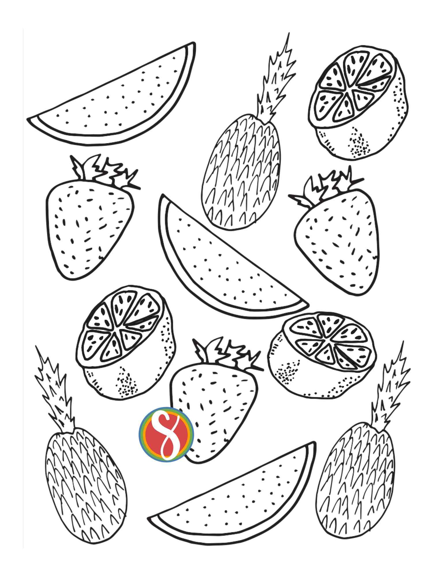 Free pineapple coloring pages â stevie doodles