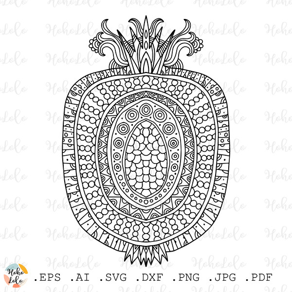 Pineapple coloring page pdf cricut svg clipart png stencil d