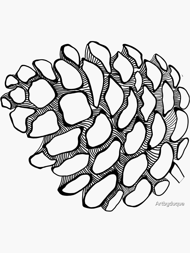 Pine cone fine line art sticker for sale by artbyduque