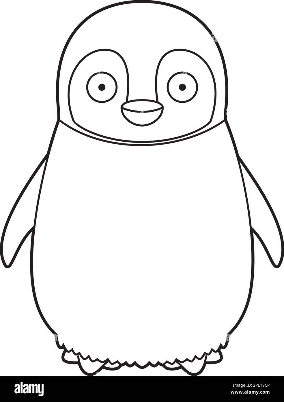 Cartoon penguin animal outline imãgen de stock en blanco y negro