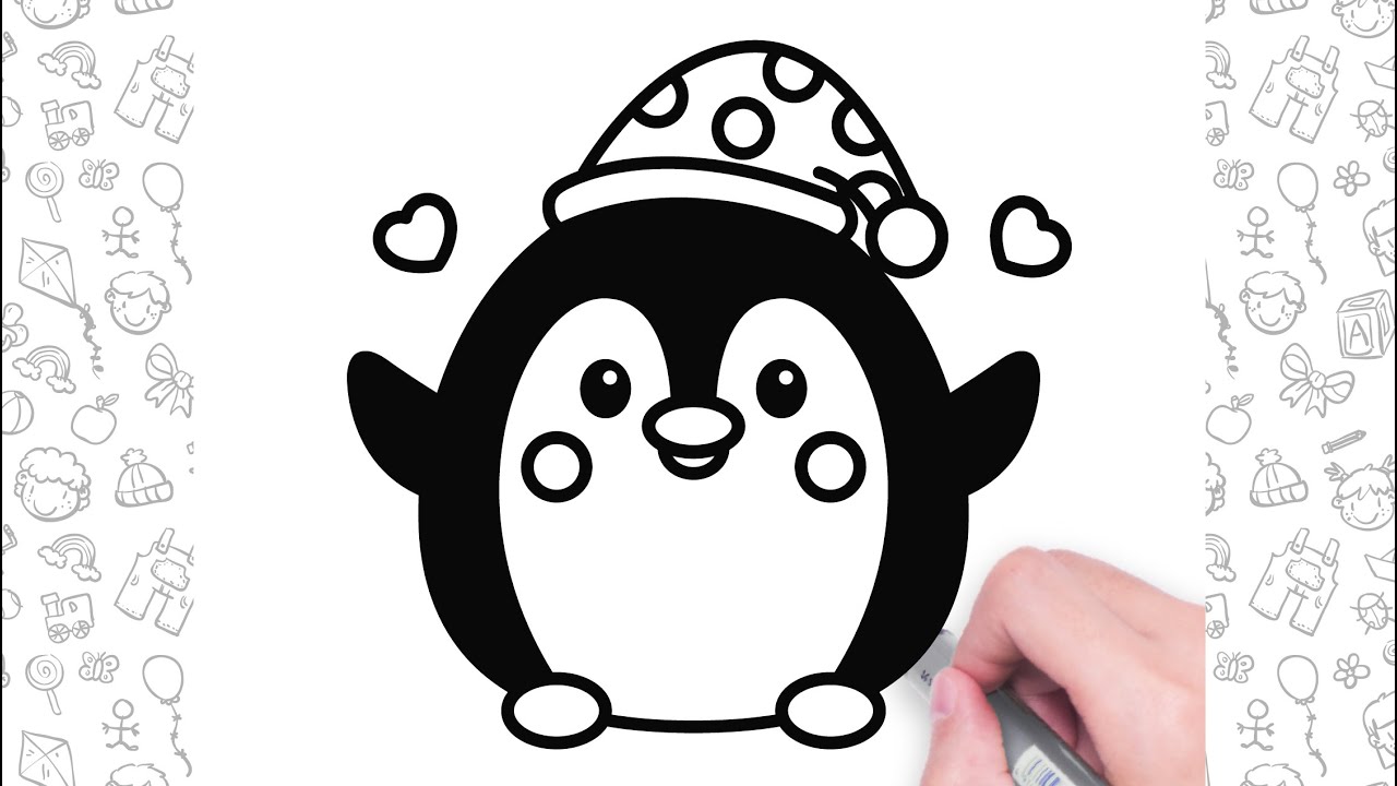 How to draw a penguin easy christmas drawings step by step for kids