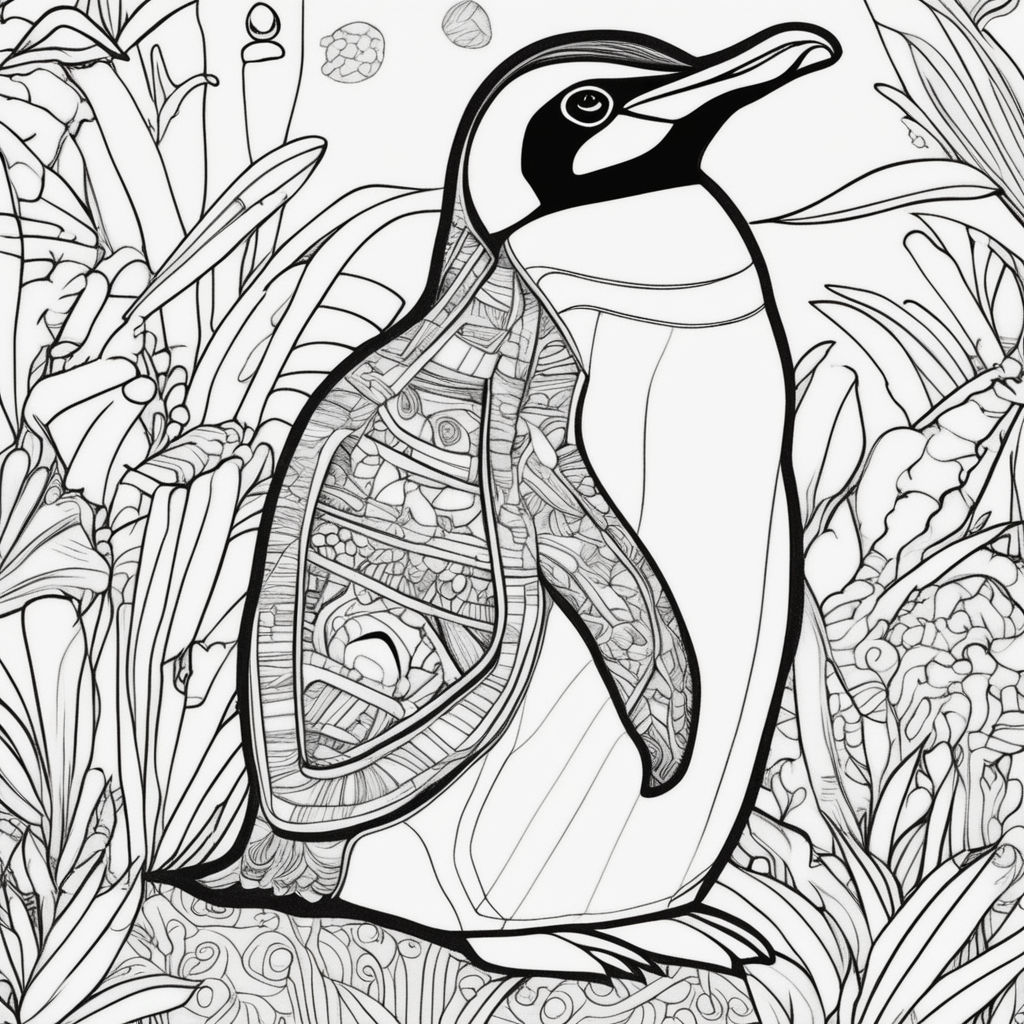 Please generate an image with black outlined doodles of repeated small penguin pattern