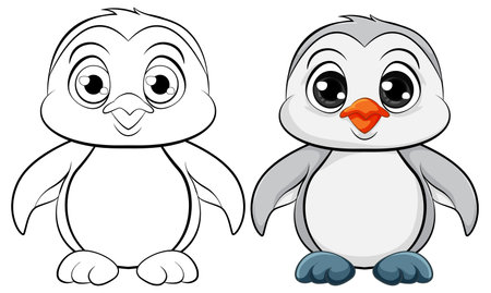 Pinguino caricatura para colorear vector ilustracion y grãficos