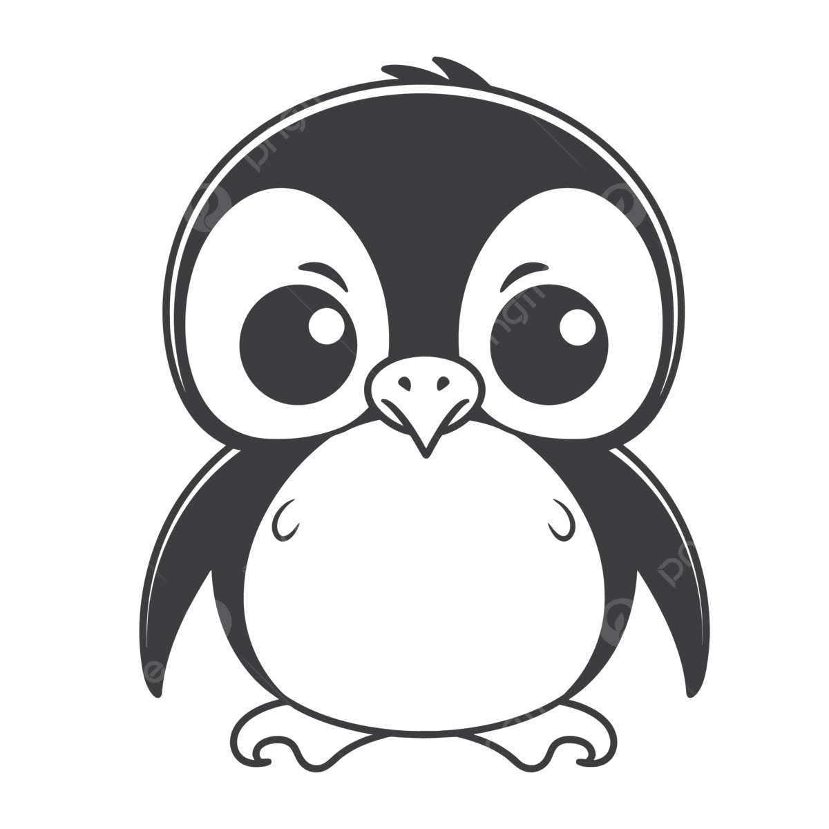 Cute penguin coloring pages with clipart with big eyes with free download by cute drawing penguin coloring outline sketch vector penguin drawing wing drawing lip drawing png and vector with transparent background