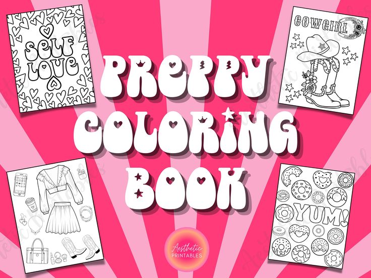 Preppy coloring pages preppy coloring book printable easy aesthetic coloring pages pdf coloring pages for teens procreate coloring