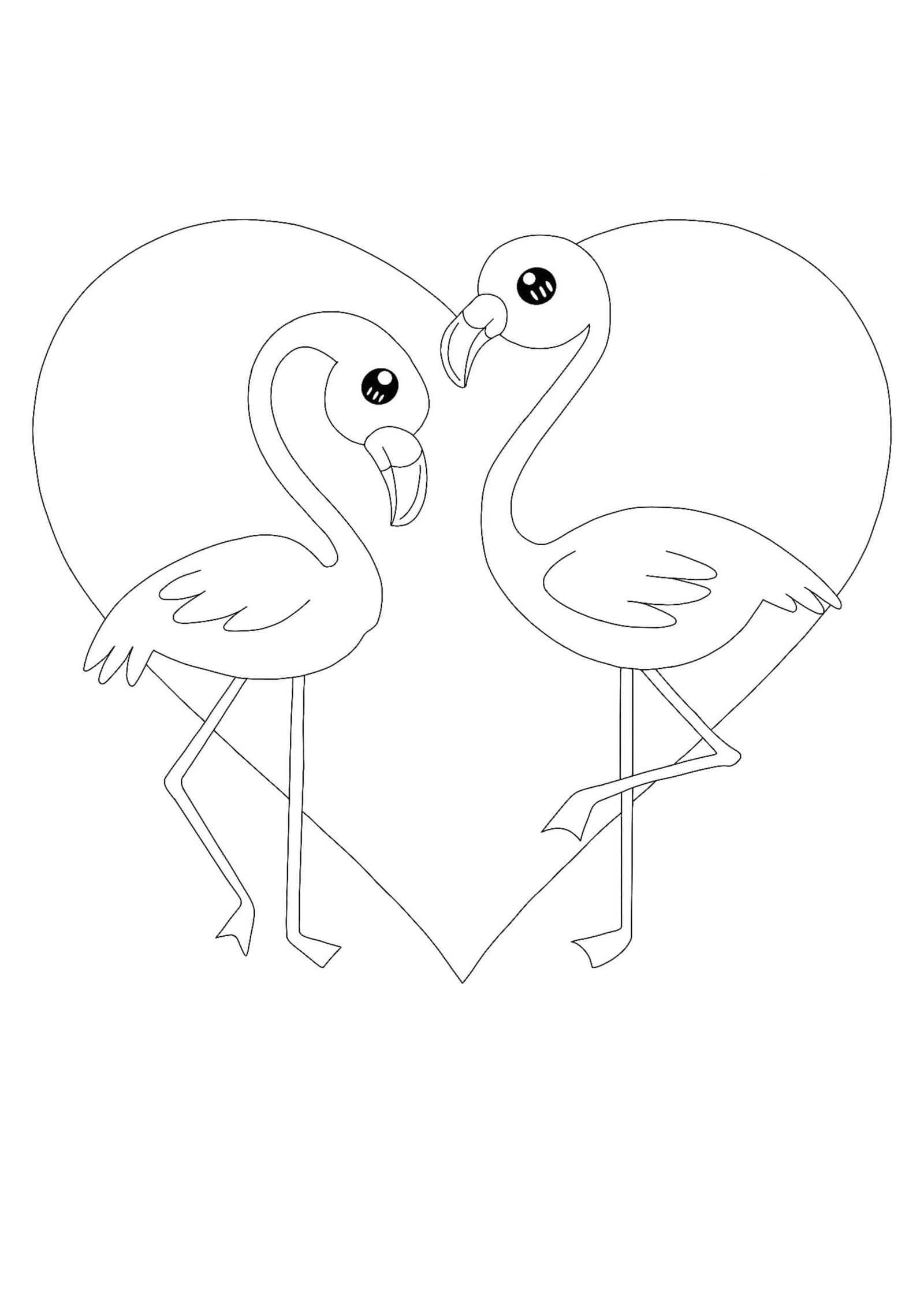 Kawaii flamingo coloring pages