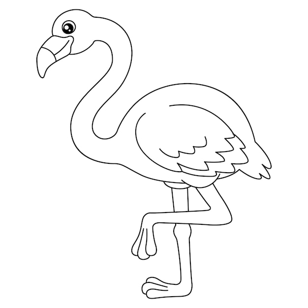 Premium vector a cute and funny coloring page of a flamingo provides hours of coloring fun for children to color this page is very easy suitable for little kids and toddlers