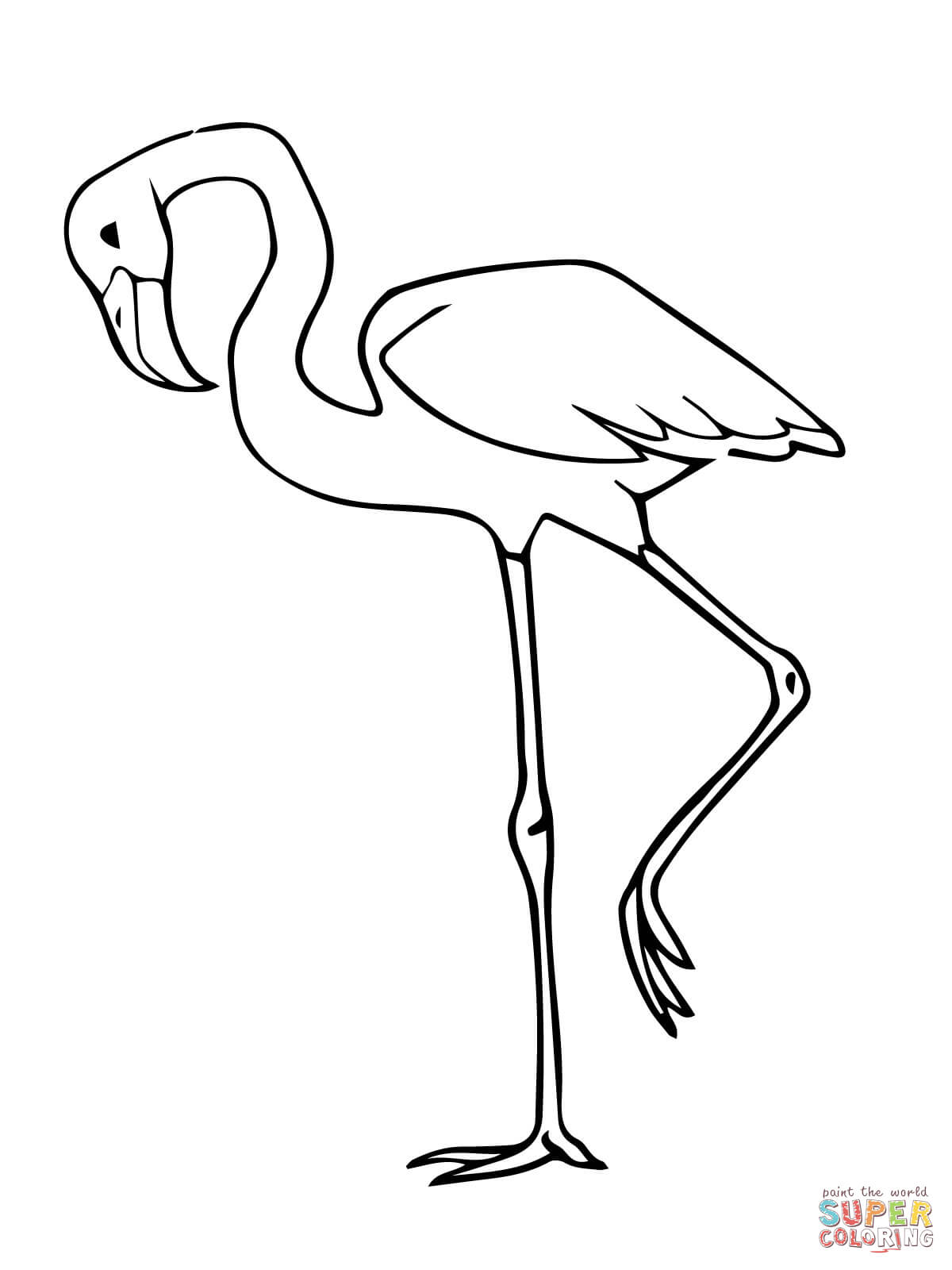 Pink flamingo bird coloring page free printable coloring pages