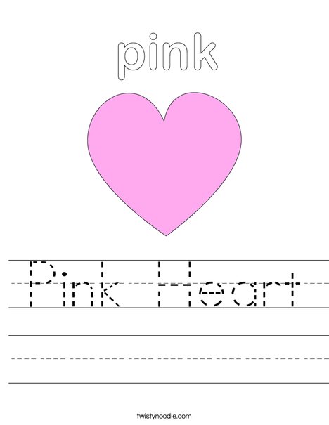 Pink heart worksheet