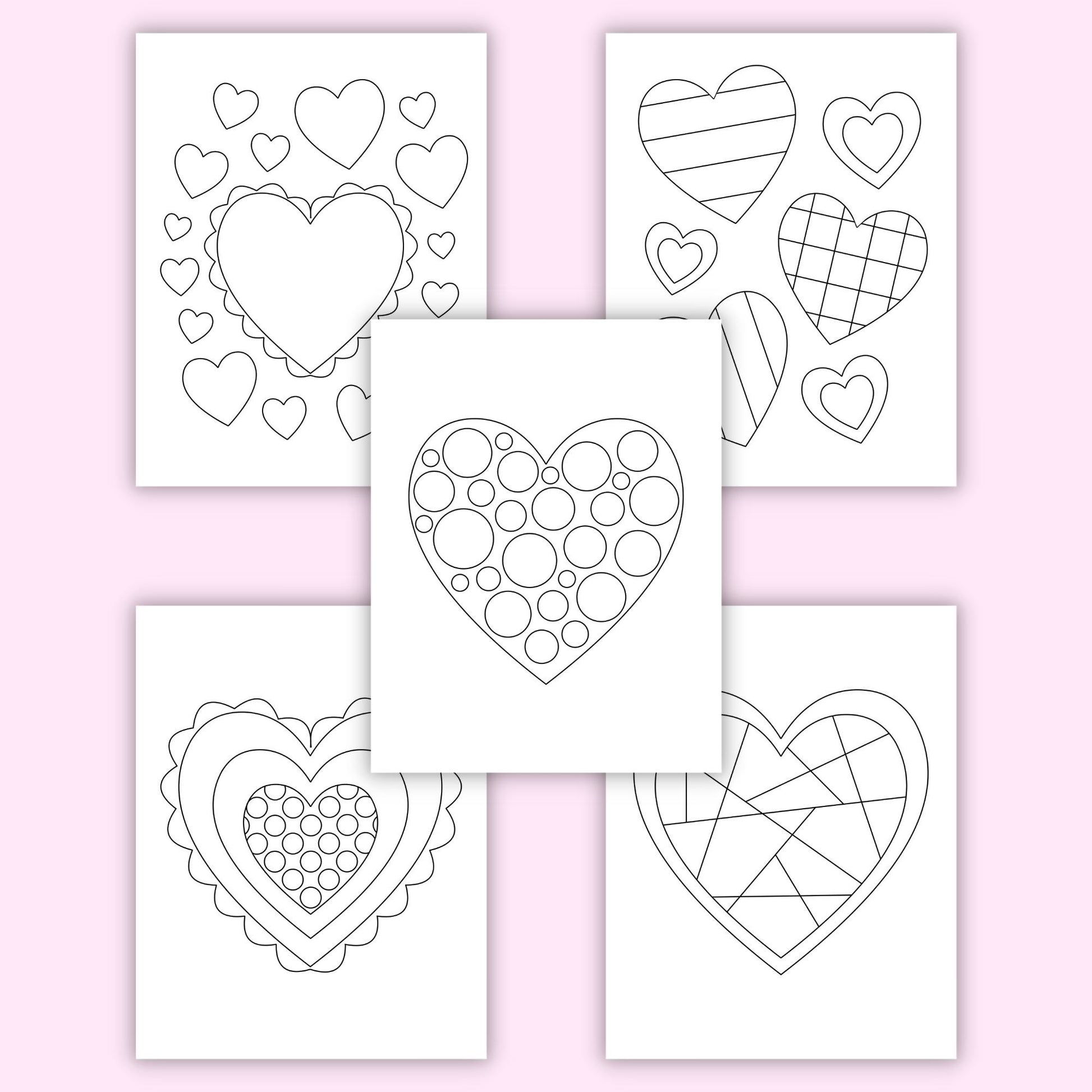 Heart colouring pages set of â printables by the craft