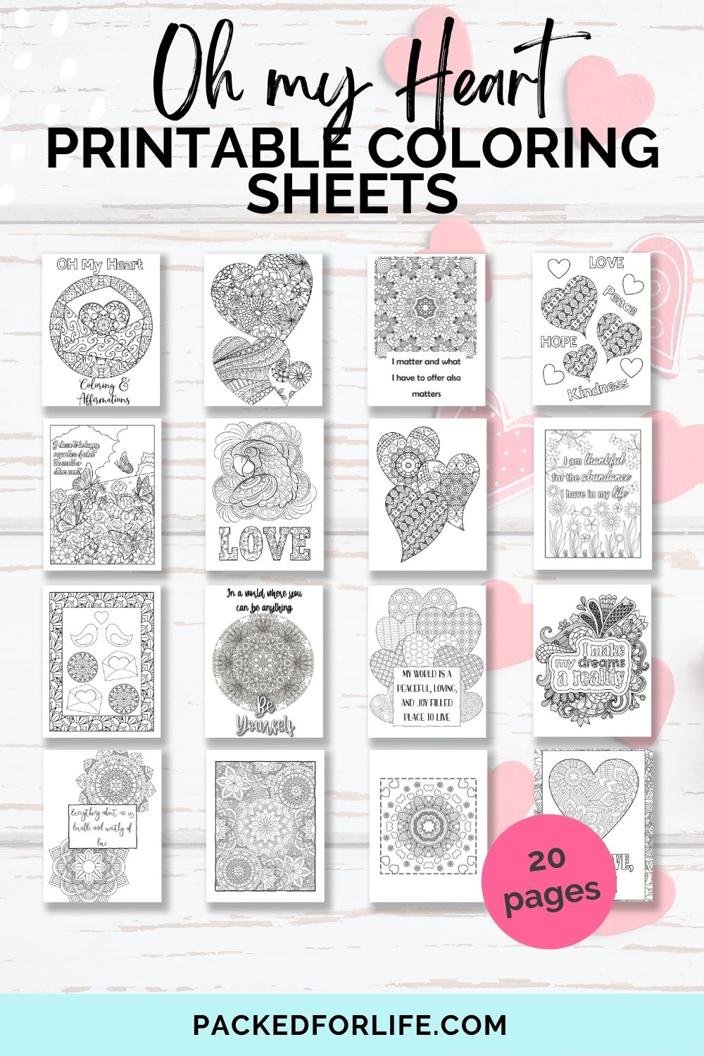 Oh my heart mandala adult coloring pages pages â packed for life