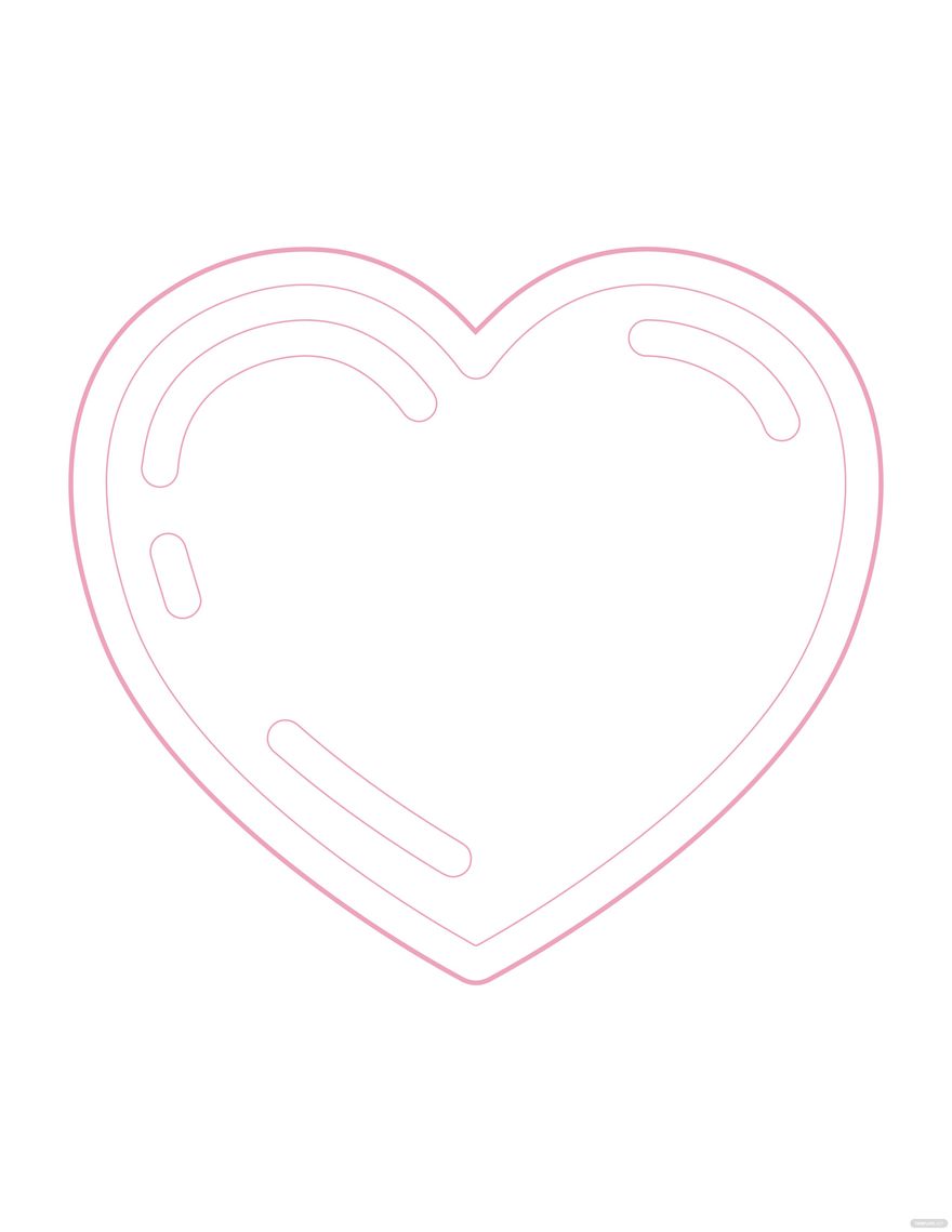 Free pink heart outline coloring page