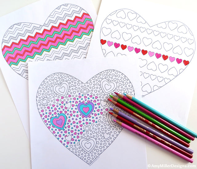 Valentines day heart coloring pages amy miller designs
