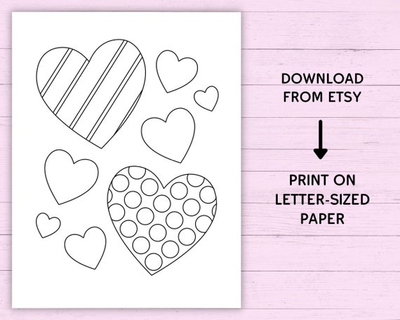 Heart coloring pages instant download pdf valentines day activity for kids printable coloring pages preschool kindergarten