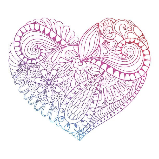 Heart painting for adult anti stress coloring page co stock illustration