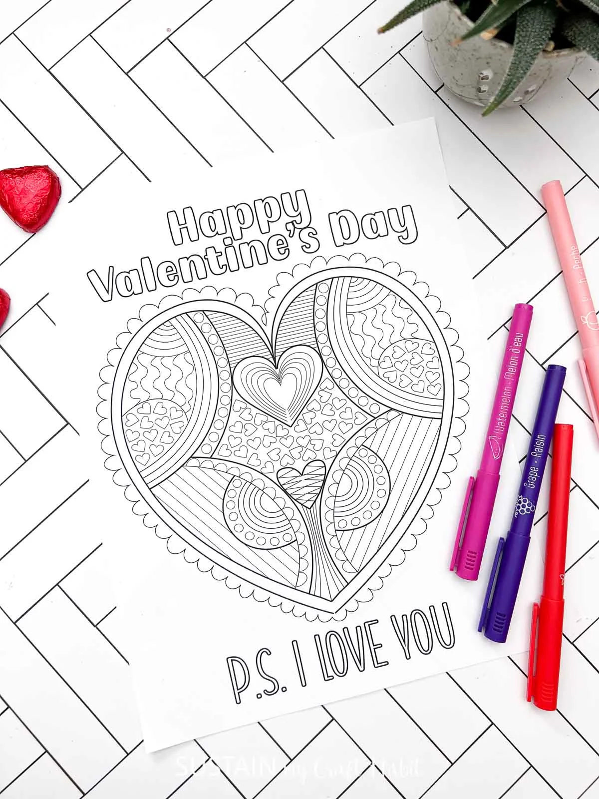 Free valentines day coloring page