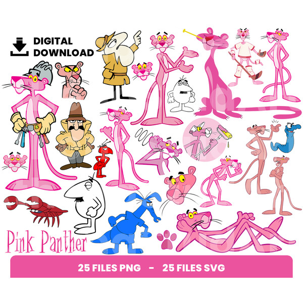 Bundle layered svg pink panther svg children svg love svg
