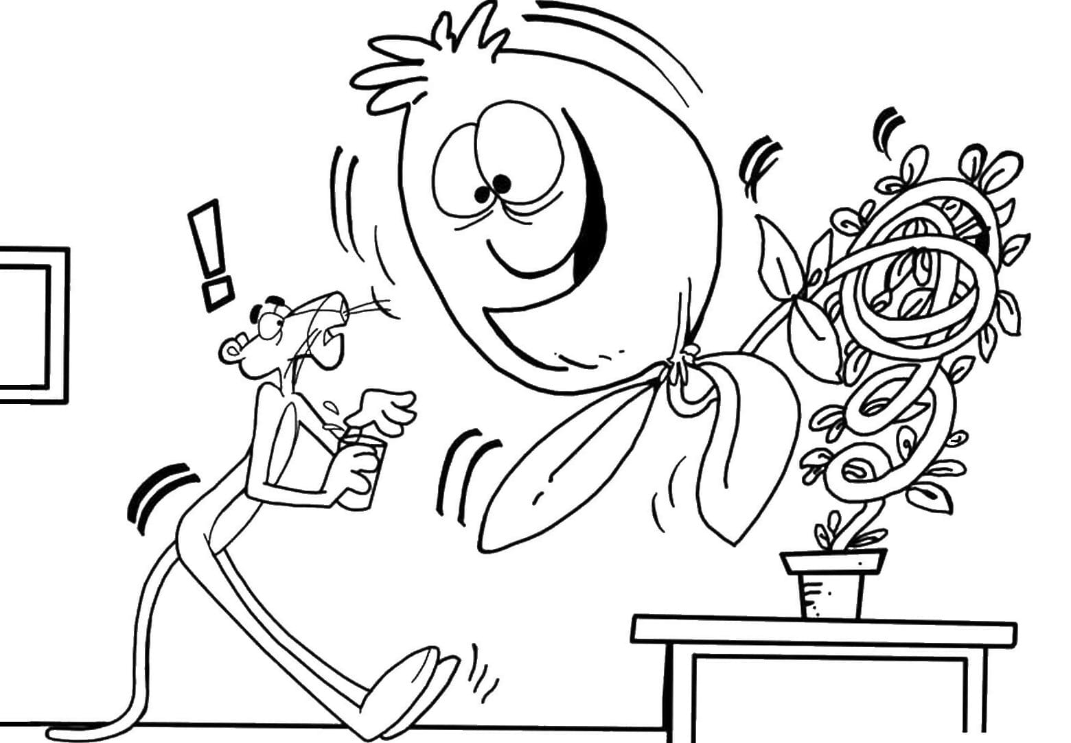 Coloring pages pink panther and big flower print free