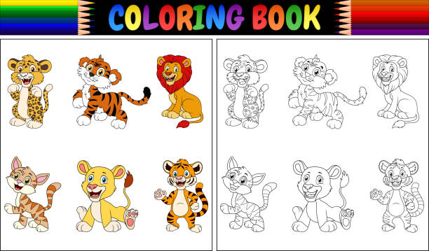 Panther cub coloring page stock illustrations royalty