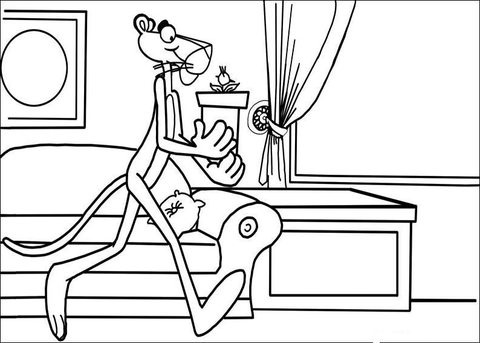Pink panther in his house coloring page free printable coloring pages