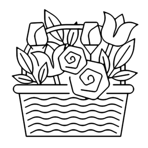 Flower basket coloring pages printable for free download