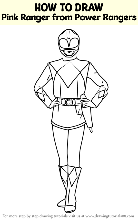 How to draw pink ranger from power rangers power rangers step by step