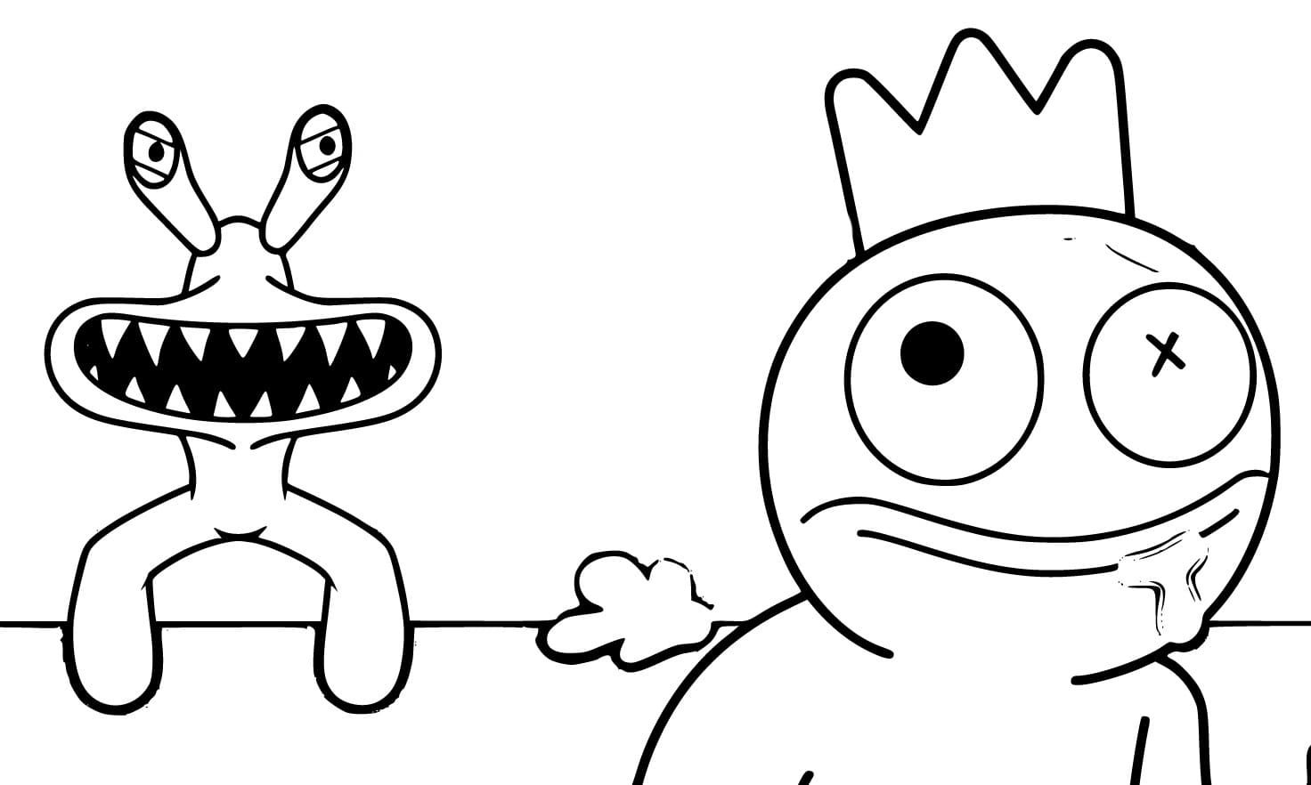 Characters in rainbow friends coloring page