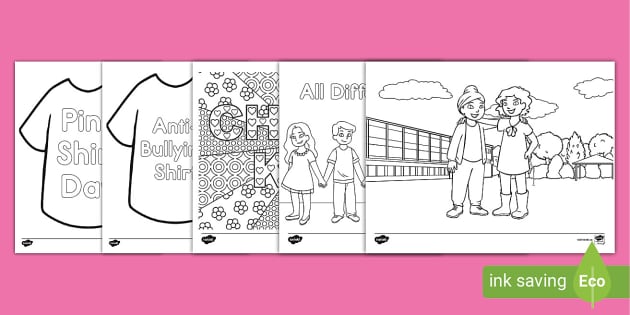Pink shirt day colouring sheets teacher