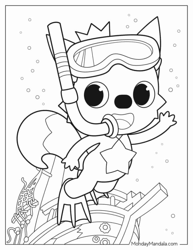 Baby shark coloring pages free pdf printables