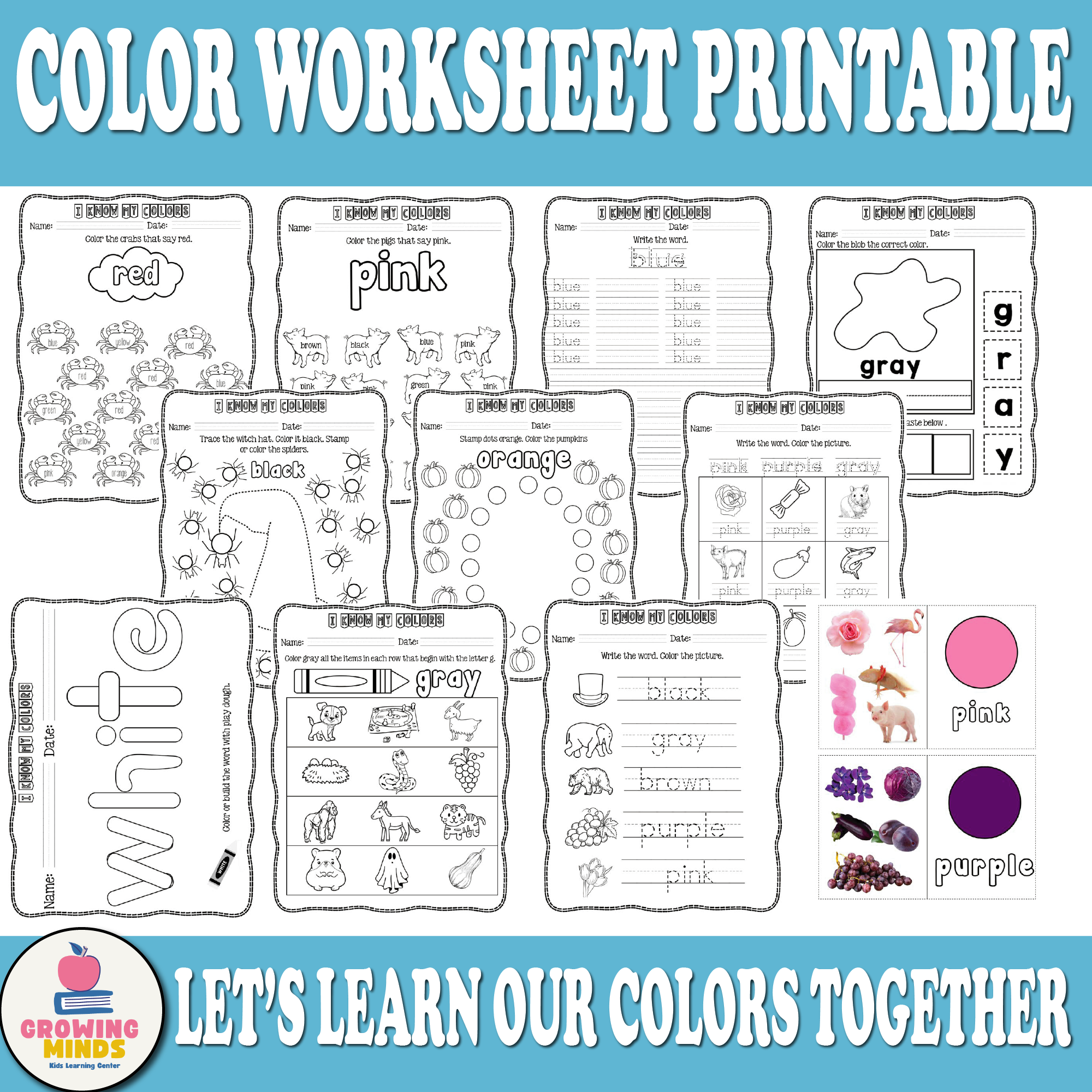 Preschool color worksheet printable colortracing word puzzle made by teachers