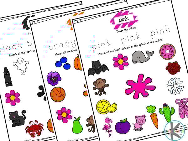 Free printable colour matching worksheets